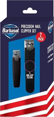 Barbasol Precision Non Slip Stainless Steel Nail Clipper Set 2 Pack