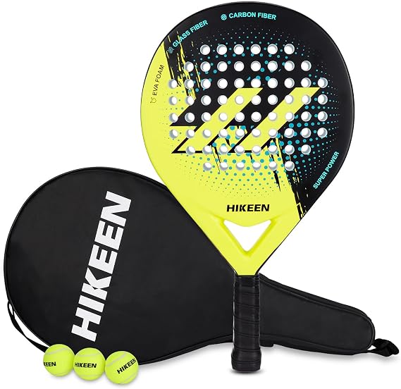 BOOSTEADY Padel Racket with Tennis Balls Adult Padel Racquet Made of Carbon Fibre Optic for Teenagers Beginners Advanced