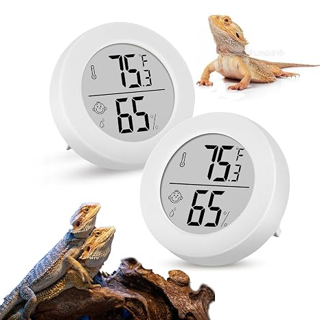 Reptile Tank Accessories, 2 Pack Bearded Dragon Tank Thermometer Humidity Gauge for Leopard Gecko, Jumping Spider, Snake, Gecko, Ball Python, Lizard