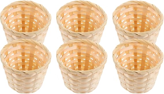 Mini Woven Wicker Baskets: Woven Basket, Mini Easter Basket, Miniature Picnic Basket Tiny Candy Baskets for Wedding Party Favors Crafts Farmhouse Decor, Small Wicker Basket(6Pcs,2.95 * 2.36in)