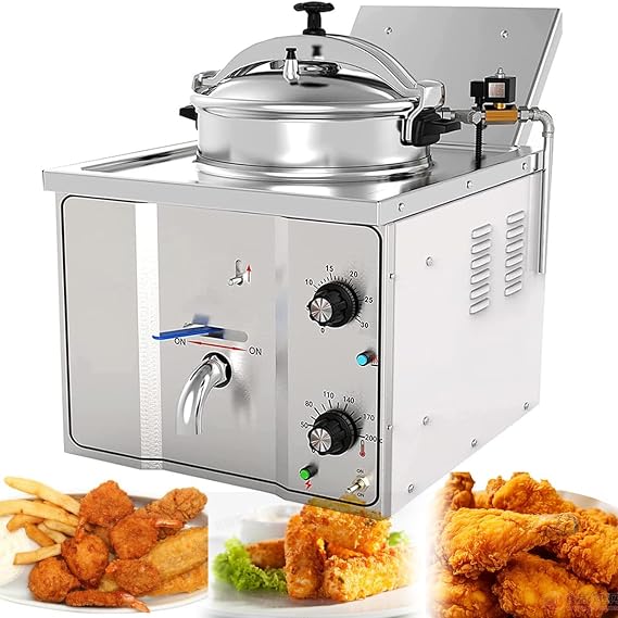 16L Electric Countertop Pressure Fryer 304 Stainless Commercial Electric Countertop Pressure Air Fryer Chicken Fish Pressure Fryer Machine