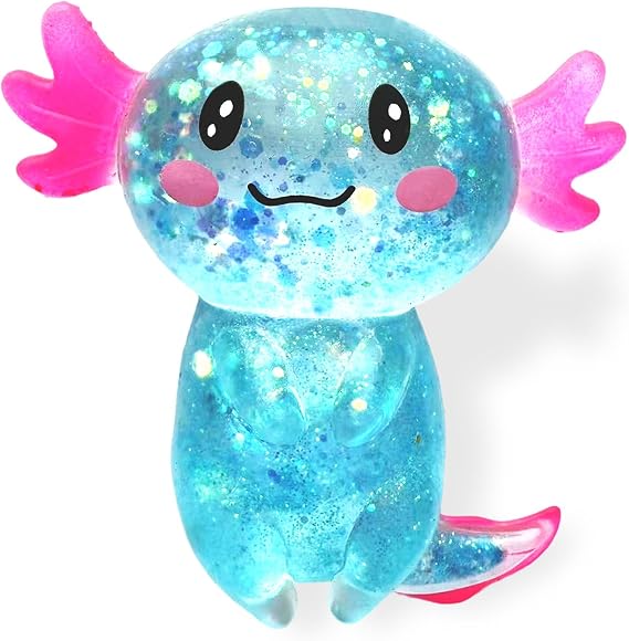 3.54 in Blue Glitter Standing Axolotl Squishy Slow Rising