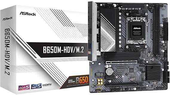 Asrock B650M-HDV/M.2, AMD B650, AM5, Micro ATX, 2 DDR5, HDMI, DP, 2.5G LAN, PCIe4, 2x M.2