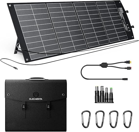 ELECAENTA 120W HPBC Portable Solar Panel, 25.4% Conversion, PD 60W USB C | Upgraded Foldable Solar Charger for Jackery/EF Ecoflow/Bluetti/Anker Power Station RV Camping Off Grid Blackout