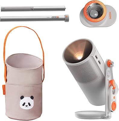 XGIMI MoGo 4 2025 NEW Portable Projector with PowerBase Stand & M.LanPanda Portable Canvas Bag Grey