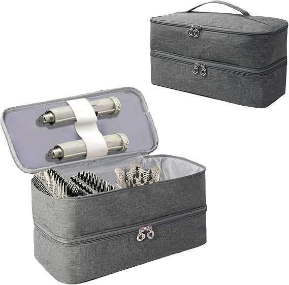 Travel Carrying Case Compatible with Shark Flexstyle SpeedStyle Hair Dryer,Double Layer Storage Bag for Airwrap Styler Hair Hot Attachment (Grey)