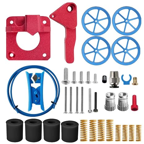 Upgrade Ender 3 Extruder Kit All Metal MK8 Extruder, 4PCS Hand Twist Leveling Nut with 8PCS Bed Level Springs,1M PTFE Bowden Tubing for Ender 3 V2/3/3 Pro/Ender 5 /CR-10/10S