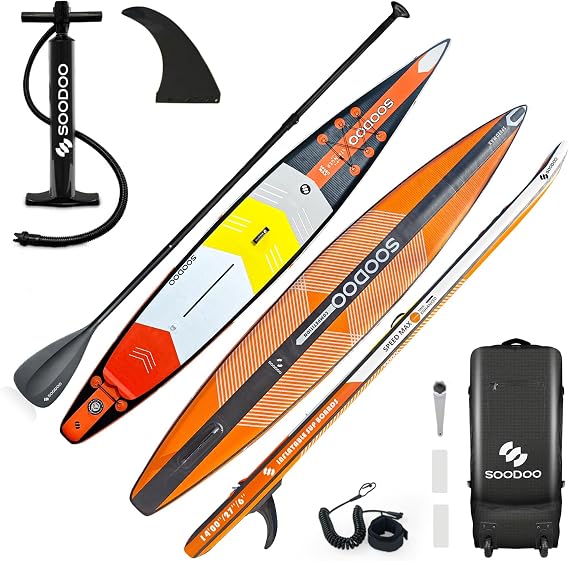 SUDOO 10FT/10.6FT/14' Inflatable Stand Up Paddle Board SUP, Paddle Boards For Adults, EVA Deck, Shoulder Strap, Paddle, Lightweight Complete Kit for Beginners Surfing