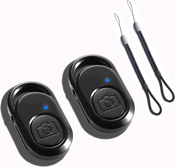 Polarduck Bluetooth Remote Control iPhone Camera Remote: Wireless Remote Shutter for Selfies and Photo Clicker Compatible with iPhone iPad Tablet and Android Phone Wrist Strap Included (2 Pack)