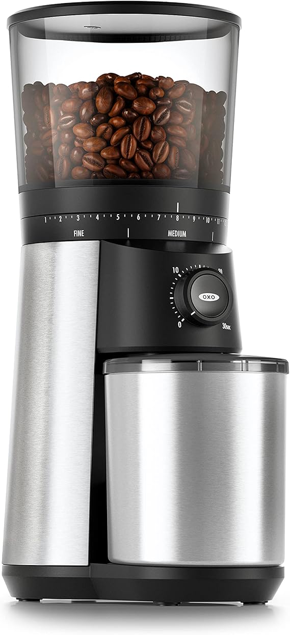 OXO Brew Conical Burr Electric Coffee Bean Grinder - 12 Oz Capacity | Stainless Steel Burrs, One-Touch Automatic Smart Grind, 15 Grind Settings for Espresso, French Press, Cold Brew
