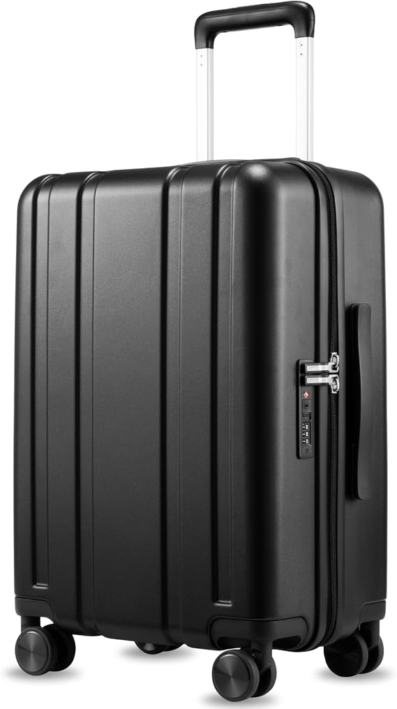 LUGGEX Airline Approved Carry On Suitcase, Black, 20" | Carry On Luggage, 22x14x9 Airline Approved, 100% PC Hard Shell, Smooth Spinner Wheels, TSA Lock, 40L Capacity, L2, EX-Lite