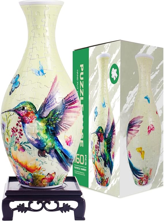 3D Puzzle Vase,160 Pieces 3D Puzzle Vase for Flowers, Adult Crafts and Art | Great Gift For Women, MotherDay Gifts, 3D DIY House Warming Gift for Flower Arrangements and Home Decor