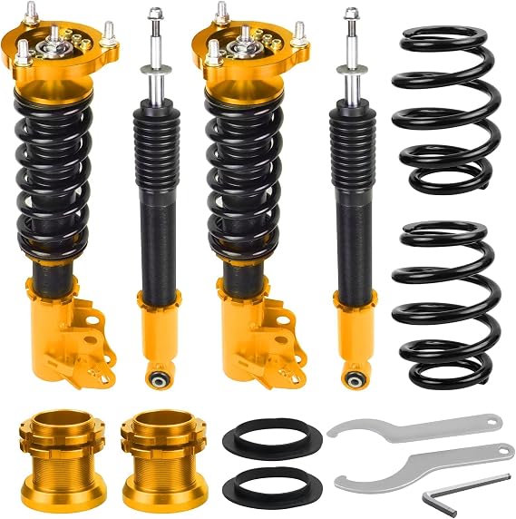 BHB Adjustable Coilovers Compatible with Honda Civic 2006-2011, Acura CSX 2006-2011 Coil Spring Absorber Struts Suspension Lowering Kit Gold
