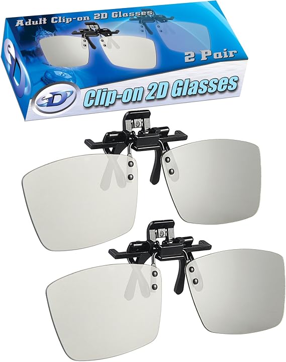 2D Glasses Clip-ON 2 Pack - Turns 3D Movies Back into 2D - eDimensional 2 Pairs for Sony, LG, Vizio Passive 3-D TV's and with All Other Passive 3D Televisions Also for use in RealD 3D Theaters!