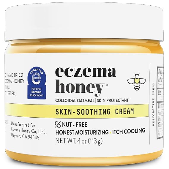 ECZEMA HONEY Nut-Free Original Skin-Soothing Cream For Eczema & More (4 Oz) | Itchy Relief Cream Natural Eczema Cream for Adults & Kids for Dermatitis & Psoriasis, Honey Lotion For Dry & Sensitive Skin