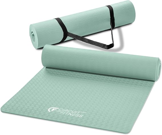 Circuit Fitness by Marcy Non-Slip Multi-Purpose Exercise Yoga Mats with Carrying Strap Multi-Thickness, Multi-Color Options