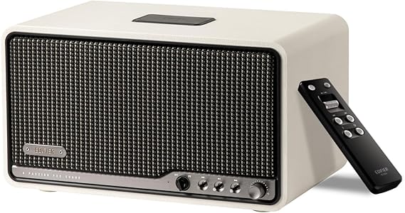 EDIFIER S300 Wi-Fi Bluetooth Speaker, Wireless, 80W Output, High Resolution Compatible LDAC/USB-C/AUX 24bit/96kHz, AirPlay2 Compatible, MDF Wooden Cabinet, Heavy Bass, Tabletop Home Speaker