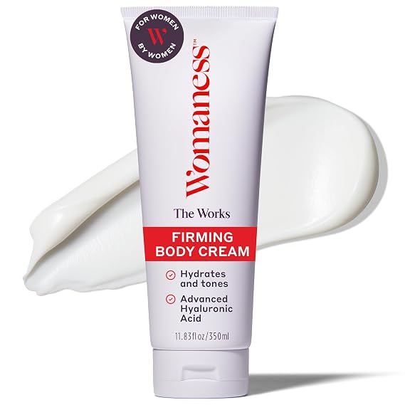 Womaness The Works All-Over Toning Body Cream, Firming Body Lotion for Women, Hydrating Body Lotion for Dry Skin with Niacinamide & Hyaluronic Acid, Anti-Aging Skin Tightening, Menopause Care - 200 ml