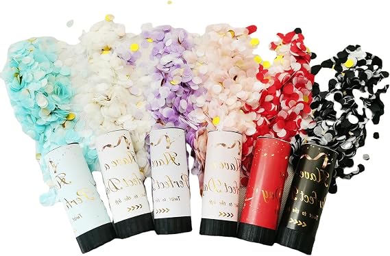 Confetti Cannon,Party Poppers Confetti Shooters Biodegradable Confetti Birthday Confetti 4 Inches-(5pcs) Wedding, New Year Kids Birthday Party Supplies