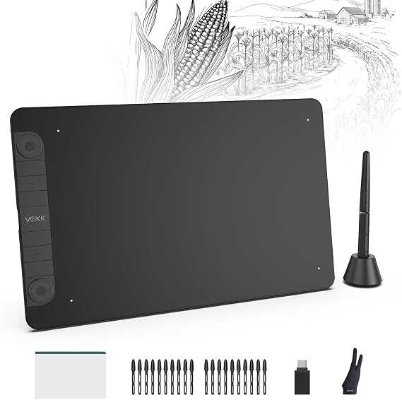 VEIKK VK1060PRO Drawing Tablet 16384 Levels Pressure,10x6 Inch Art Tablet