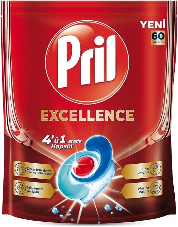 Pril Excellence 4'ü 1 Arada Bulaşık Makinesi Kapsülü - 60 Kapsül