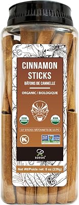 Soeos Organic Cinnamon Sticks, 8 oz 226g, 3.5 Length, 100% Raw, Non-GMO, Kosher Certified, Whole Cinnamon Sticks Seasoning Spice for Coffee, Baking, Cooking and Beverages
