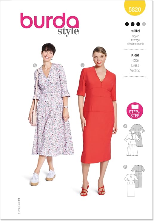 Burda Style X05820BURDA Misses' Bohemian Midi Dress Sewing Pattern Packet, Design Code B5820, Sizes 10-20 (36-46)