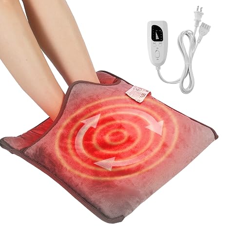 VEVOR Electric Heated Foot Warmer, Double-Sided Heating Pad for Feet with Timer, 6 Heat Levels & Auto Shut Off, Ultra-Soft Flannel Feet Warmer Machine Washable for Back, Waist, Abdomen, 15.4 x 15.0