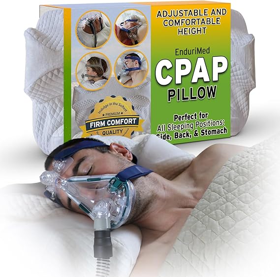 CPAP Pillow - Memory Foam Outer Diameter Design to Reduce Face and Nose Mask Pressure, Air Leak - 2 Rests on Head and Neck for Maximum Comfort - CPAP, BiPAP & APAP Users - Side, Back or Stomach Sleepers