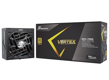 Seasonic Vertex GX-750-750W - 80+ Gold - ATX 3.0 & PCIe 5.0 Ready - Fully Modular - Premium Japanese Capacitors - Nvidia RTX 40/50 & AMD GPU