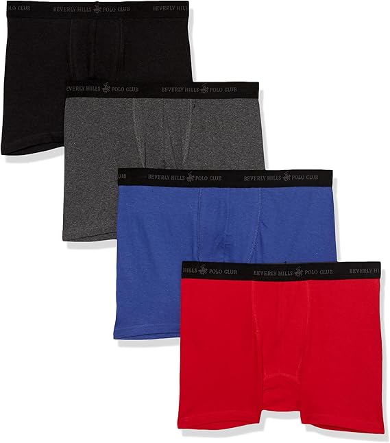 Beverly Hills Polo Club Men's Beverly Hills Polo Club Men's 4 Pack Basic Solid Boxer Briefs