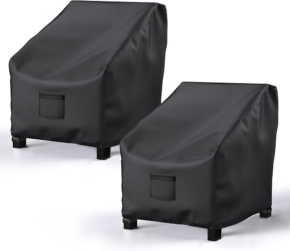 2 Pack Outdoor Patio Chair Covers Waterproof 38"Wx31"Dx29"H, Black