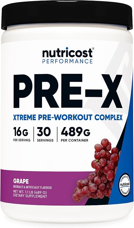 Nutricost Pre-X Extreme Pre-Workout Powder Complex (Grape) 30 Servings | Vegetarian, GMO-Free and Gluten-Free