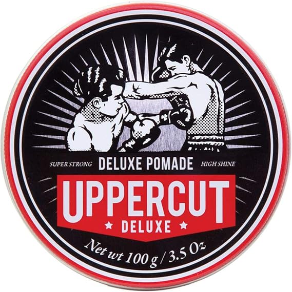 Uppercut Deluxe Pomade Strong Hold High Shine 100g | Professional Water Based Pomade to Create Timeless and Classic Looks. Strong Hold with High Shine for All Day Style.