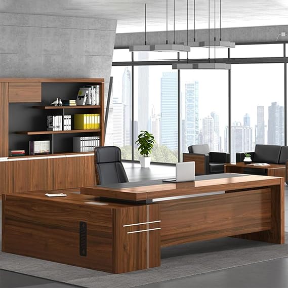 Luxury L-Shaped Executive Desk for Home Office, Modern Wooden Office Furniture, Spacious 63" L x 63" W, Stylish Right Corner Desk, Functional Large Workstation