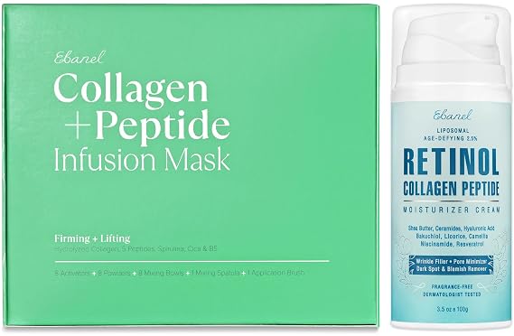 Ebanel Bundle of Retinol Moisturizer and Collagen Peptide Infusion Mask 8-Pack