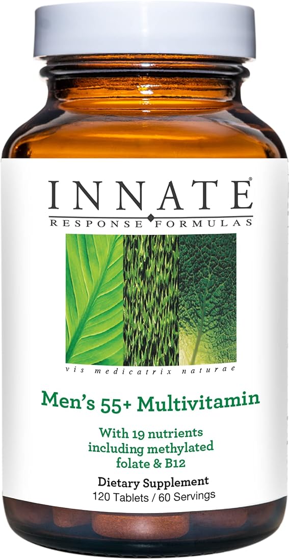 Innate Response Formulas Mens Multivitamin 55+, 120 Tablets | Daily Multivitamin for Men Over 50, Vitamin C, B12, D3, Choline & Methylfolate, Vegetarian, Non-GMO, Gluten-Free, 60 Servings