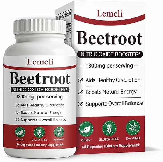 Lemeli Beetroot, 1300mg Beet Root Extract, Boost Vitality & Immune, Non-GMO, Vegan, 60 Count