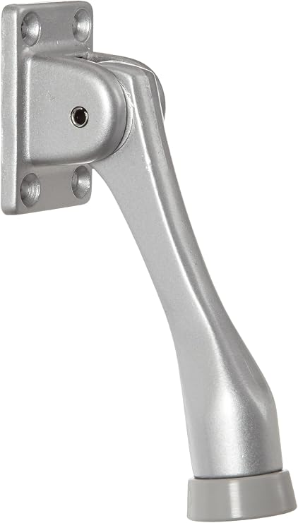 Rockwood 460.ALM Aluminum Kick Down Door Stop, #8 x 1 FH SMS Fastener, 4" Projection, 2-1/16" Base Width x 1-3/8" Base Length, Silver Finish
