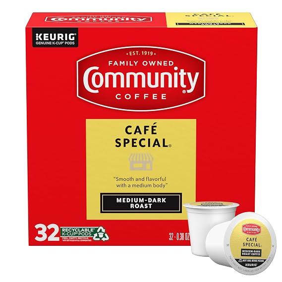 Community Coffee Cafe Special Medium-Dark Roast Single Serve Keurig K-Cup Pods 32 ct Box