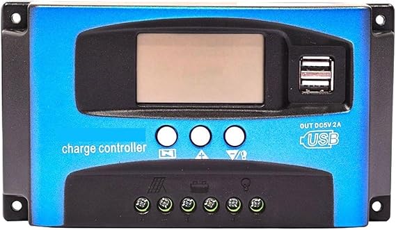 30/40/50/60/100A MPPT Solar Charge Controller Dual USB LCD Display 12V 24V Auto Solar Cell Panel Charger Regulator With Load(50A)