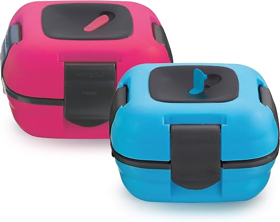 Pinnacle Insulated Leak Proof Lunch Box for Adults and Kids - Thermal Lunch Container With NEW Heat Release Valve 16 oz ~Set of 2~ Blue-Pink