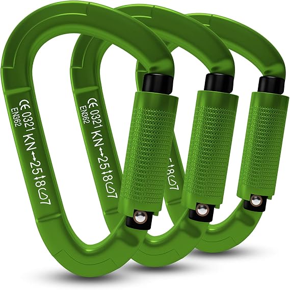 Auto Locking Rock Climbing Carabiner Clips, UIAA Certified Professional 25KN (5620 lbs) Heavy Duty Caribeaners for Rappelling Swing Rescue & Gym etc,Large Carabiners,D-Shaped