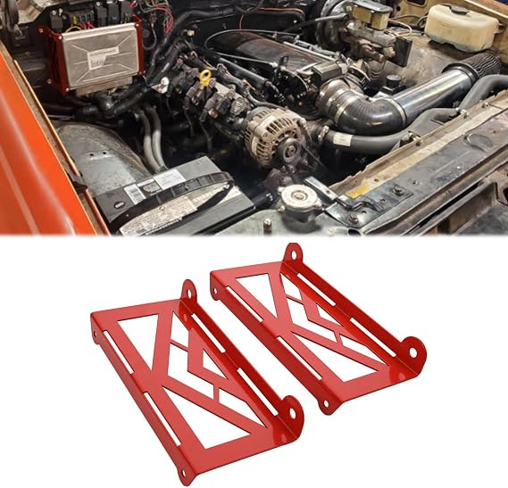 Canitu Red LS1 ECM ECU PCM LSX CNC Cut Engine Computer Mount Bracket Mounting Conversion Brackets Powertrain Control Module Replacement for Pcm Swap 6.0 5.3 LQ9 LM7 0411 C10 C-10