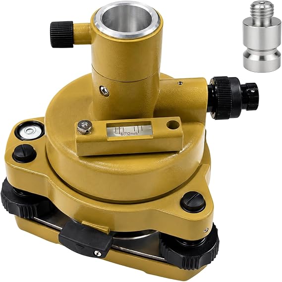 Yellow Surveying Tribrach with Adapter and Optical Plummet, Universal 5/8" Thread Leveling Base, Precision Alignment for Total Station Prism, Theodolite & RTK GNSS Receivers Survey Equipment Accessory