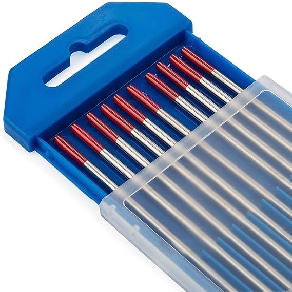 TEN-HIGH TIG Tungsten Electrodes Thorium 2% WT20(Red) Thorium Tungsten Electrode 2.4mm x150mm 10pcs Pack.