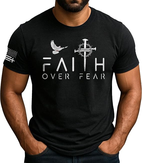 Faith Over Fear Shirt Men, Jesus Tshirt, Cross Shirt