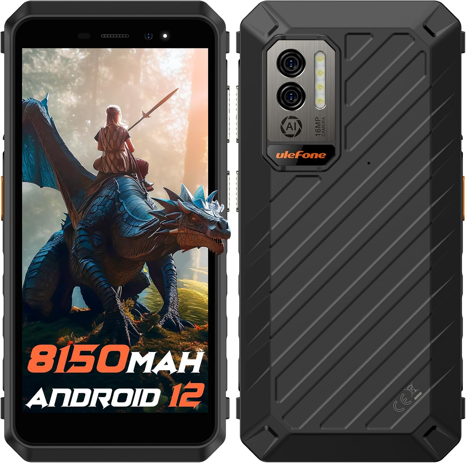 Ulefone Rugged Smartphones, Power Armor X11 Pro 8150mAh Battery, 8GB64GB Android 12 Octa-core Rugged Phone, 16MP Rear Camera 5.45-inch Screen, Dual SIM 4G, IP68 Waterproof Unlocked Cell Phone