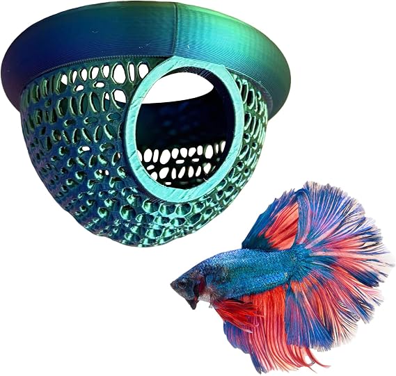 Floating Aquarium Hide Cave for Betta Fish, Safe Floating Tunnel Decor, Betta Hammock and Shrimp Hide for Fish Tank, Nano Aquarium Accessories to Encourage Breeding and Reduce Stress (Green)