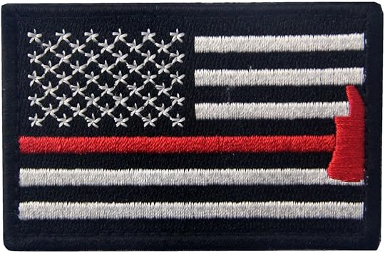 US Flag with Firefighter Axe Embroidered Tactical Morale Hook & Loop Patch